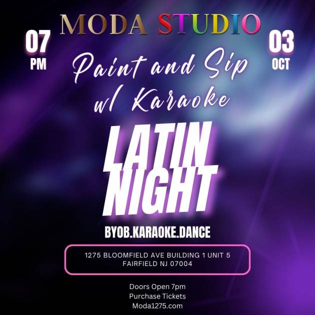 LATIN NIGHT Paint and Sip with Karaoke Friday Oct. 3rd 7pm