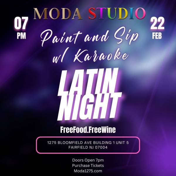 Latin Night Paint and Sip with Karaoke Saturday Feb. 22nd 7pm