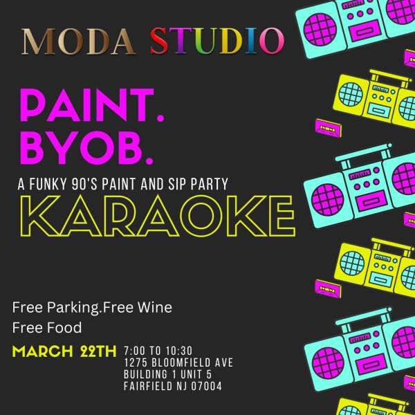 90s Paint and Sip with Karaoke March 22nd 7pm