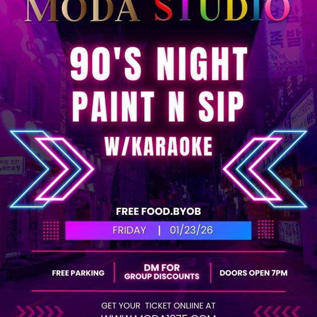 90s Night Paint and Sip with Karaoke Friday Jan. 23rd 7pm
