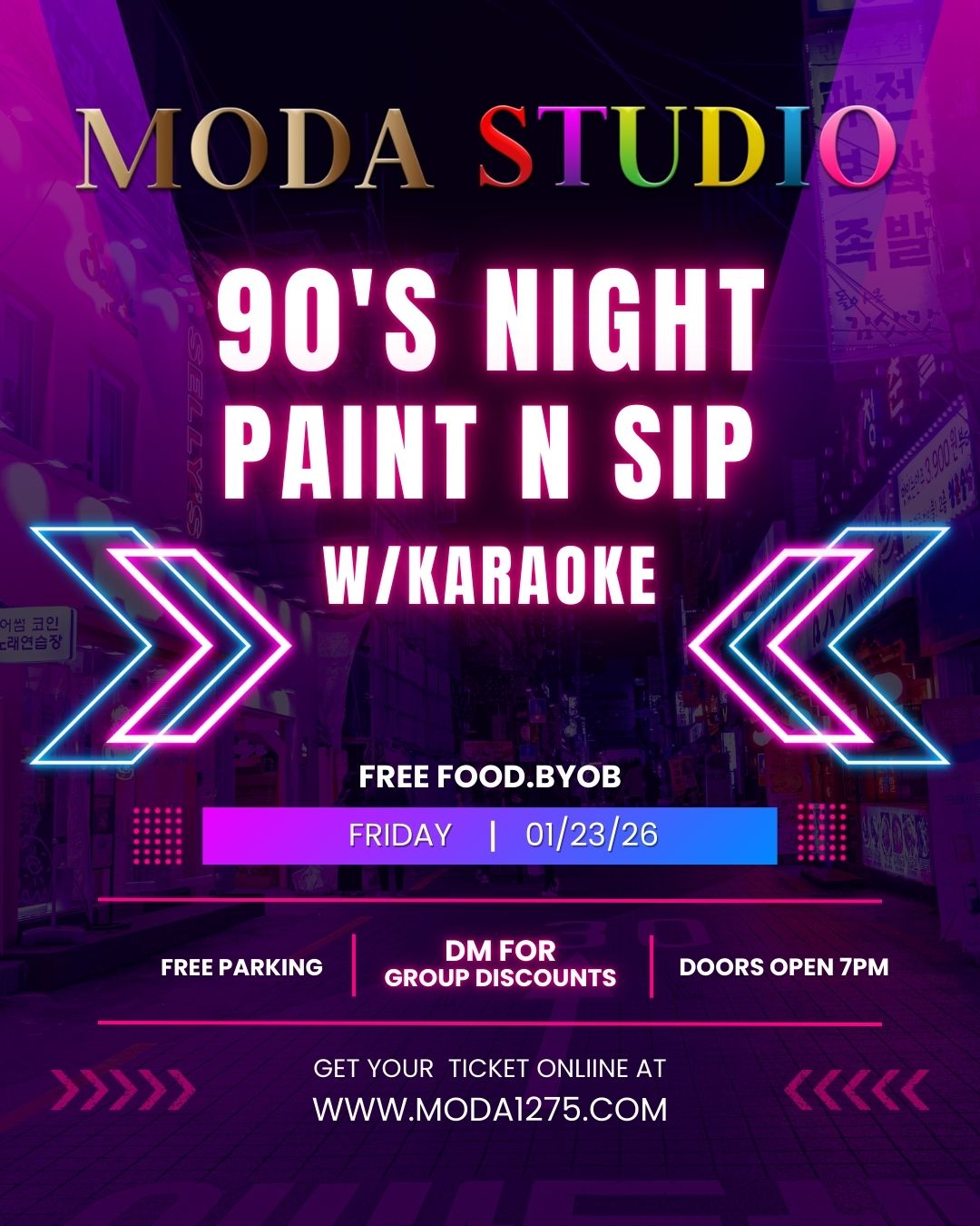 90s Night Paint and Sip with Karaoke Friday Jan. 23rd 7pm